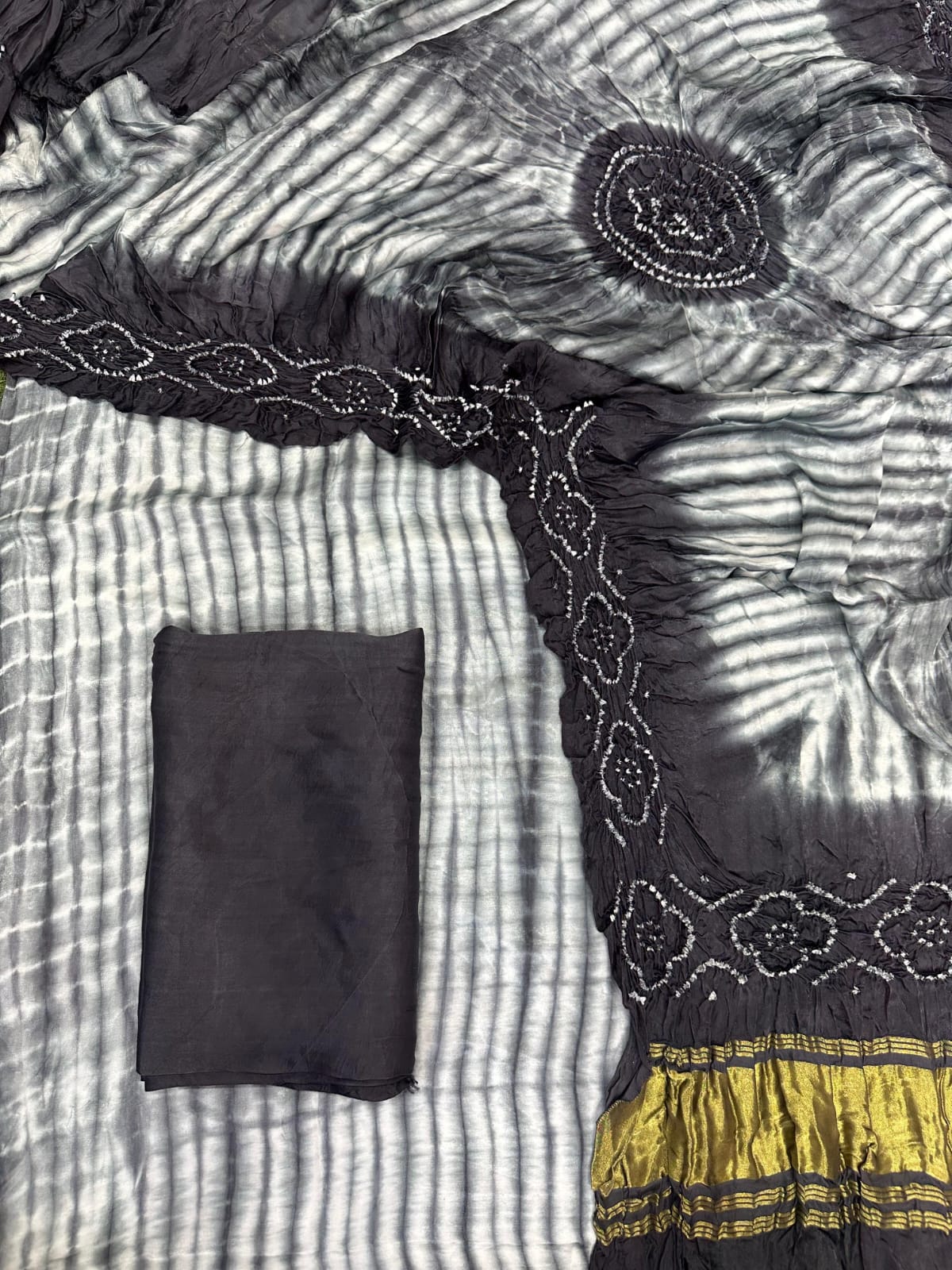 Tie & Dye Bandhani Modal Silk 3-Piece Suit Set - T&D-B-019