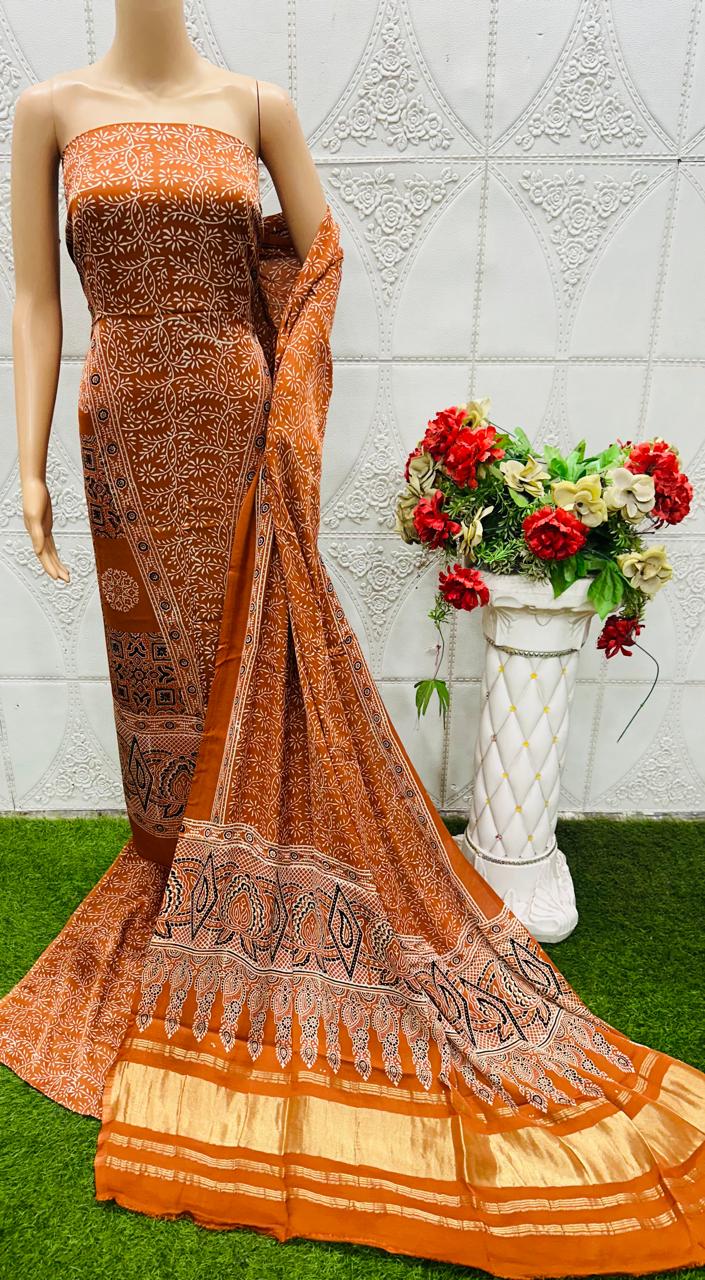 Modal Silk Ajrakh Discharge 3-Piece Suit BPDS-006