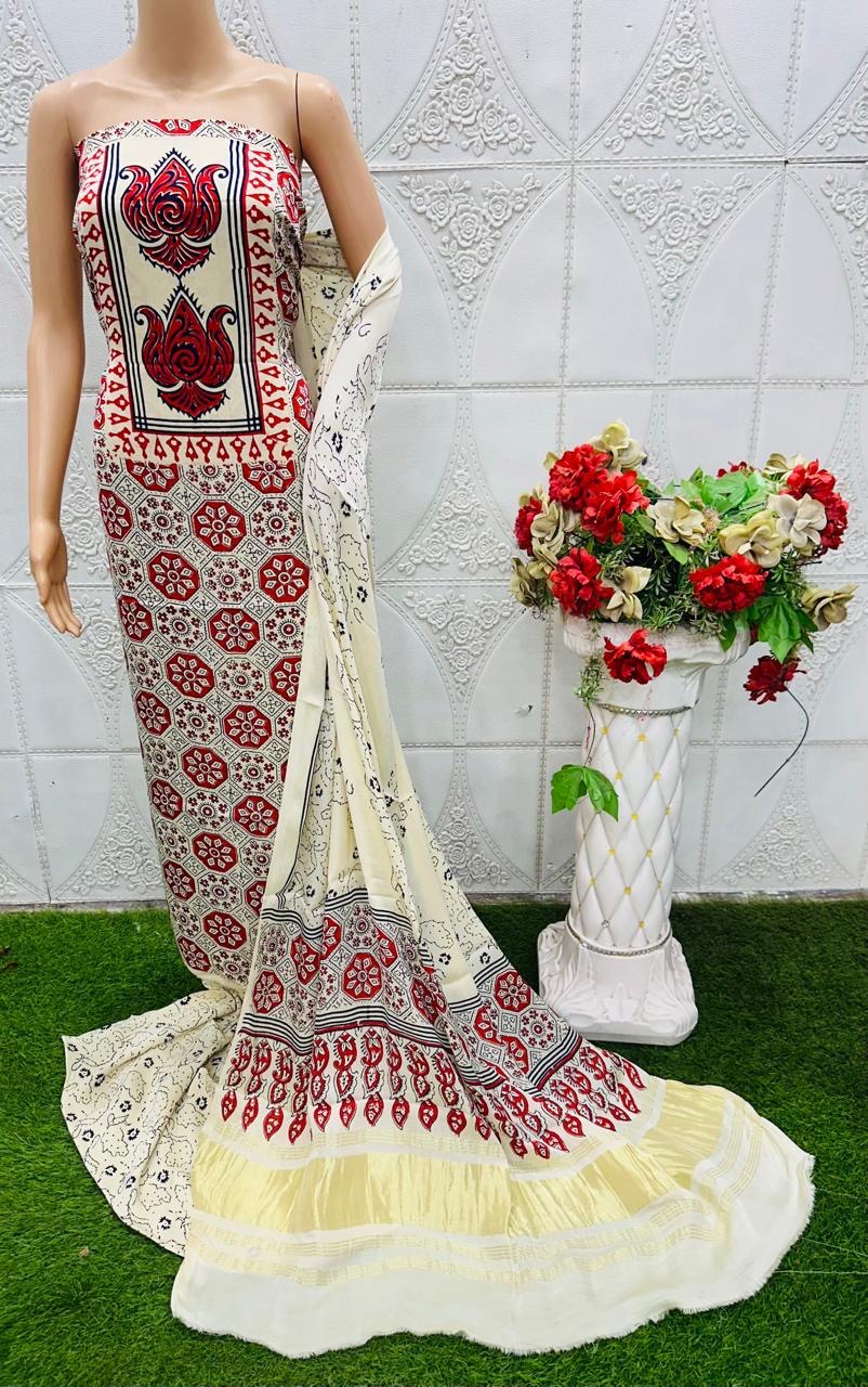 Modal Silk Ajrakh Discharge 3-Piece Suit BPDS-027